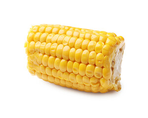 Piece of boiled corncob isolated on white