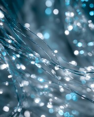 Ice-blue luminous light patterns with crystalline sparkle creating a modern winter-tech decorative holiday aesthetic