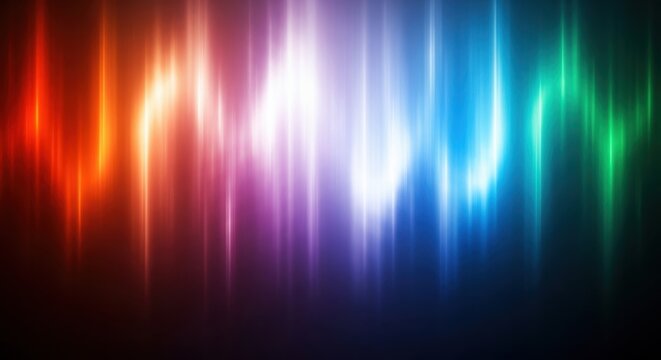 Vibrant aurora borealis effect with streaks of rainbow colors