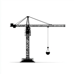 Construction Tower Crane Silhouette Vector