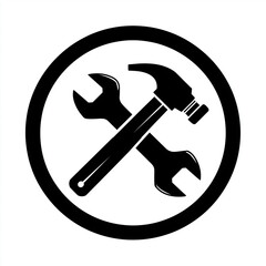 Crossed Wrench and Hammer in Circle Emblem Logo Icon