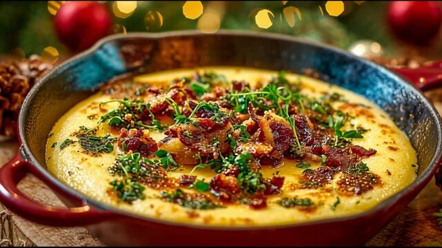 Creamy Cheese Polenta With Christmas Setup
