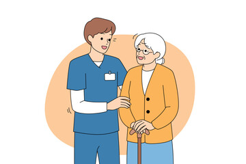 Dedicated nurse offers empathetic support in medical corridor environment