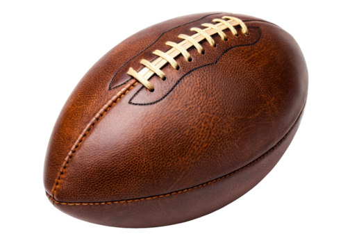 Authentic vintage leather American football with classic lacing detail, perfect for sports themes, game day promotions, or nostalgic athletic concepts - Powered by Adobe