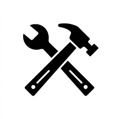 Crossed Hammer and Wrench Repair Tools Icon