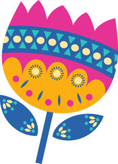 Mexican Icons Tulip Flower Mexico Culture Pattern