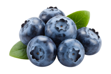 fresh blueberries and leaf, perfect for healthy snacks  . Isolated on transparent background, png