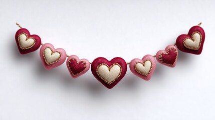 Heart shaped stitched fabric decoration on string