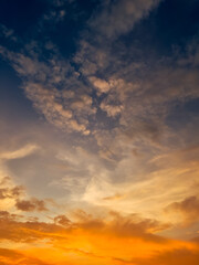 Orange and Blue Sky with Clouds