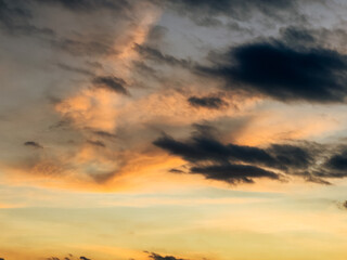 Golden Hour Sky with Clouds at Sunset