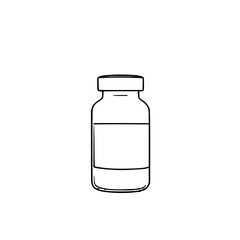 Fototapeta premium Black line art medicine bottle on white background