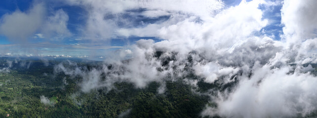 Mombacho volcano valley covered under clouds