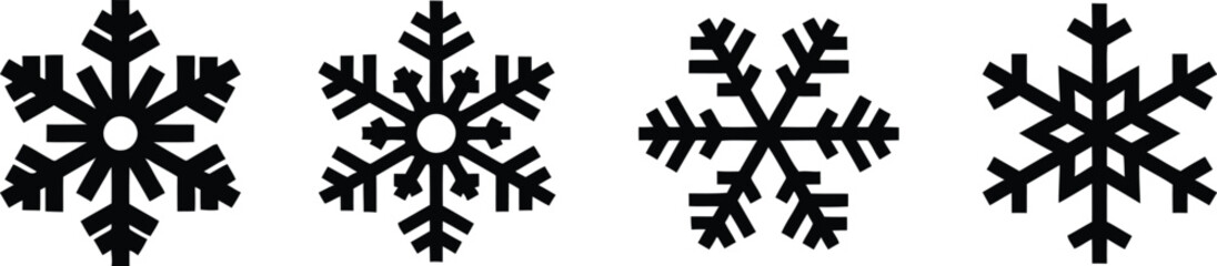 Obraz premium Snowflake icon set . Winter snow flakes, Cold weather symbol. Vector illustration ! 