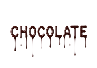 Dripping chocolate word on transparent background, sweet delicious isolated on transparent background