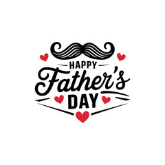 Happy Father’s Day Typography Design with Mustache and Heart Elements