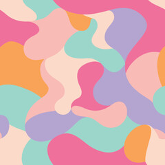 Abstract wavy pattern in pink light blue and lime green colors white