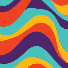 Vibrant retro wavy lines pattern abstract background in bright colors