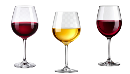 Elegant Red Wine in Crystal Glass – Transparent Background PNG