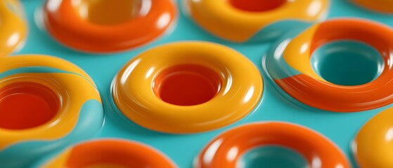 Summer Floats: Vibrant and colorful pool floats create a cheerful summer vibe. This cheerful image captures the essence of relaxation and fun under the sun.