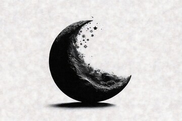 Crescent moon artwork with cosmic atmosphere high resolution photo