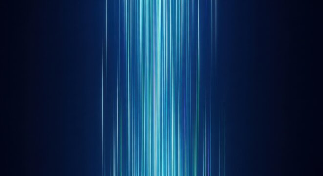 Abstract vertical blue light streaks flowing upward against dark background
