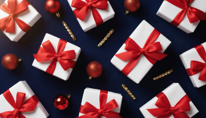 Blue White Christmas Present Pattern Modern Festive Design