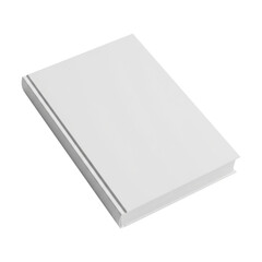 A clean, unadorned white paperback book rests at an angle, casting a subtle shadow on a plain, monochrome background