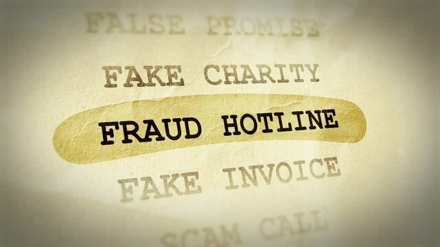 Fraud Hotline Text Highlight Animation &ndash; Documentary Style Effect