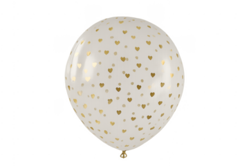 White balloon with golden hearts transparent background
