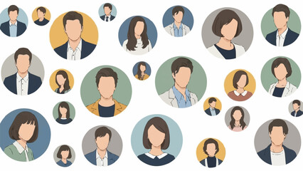 Diverse professional avatars representing a global community network.