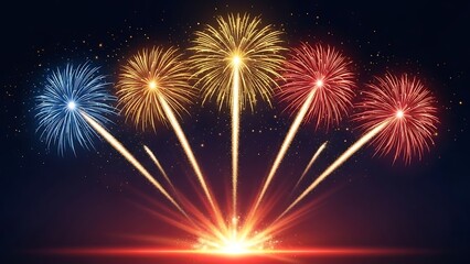 Spectacular colorful fireworks exploding across the dark night sky celebrating joy and festivity