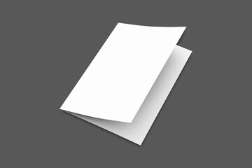 Premium Bi fold vertical - landscape brochure or invitation mock up isolated on gray background. 3d rendering