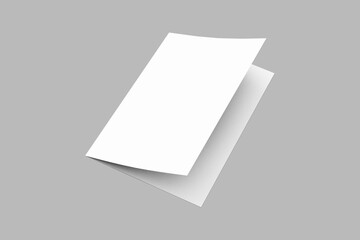 Premium Bi fold vertical - landscape brochure or invitation mock up isolated on gray background. 3d rendering