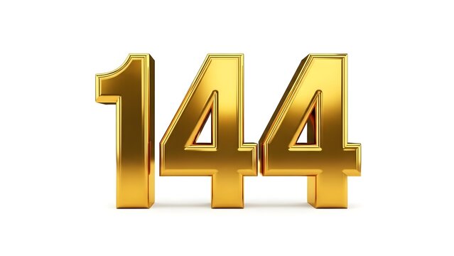 Golden Number 1443 in 3d Style on White Background