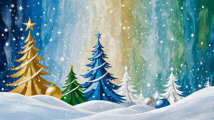 Christmas background for winter and New Year holidays. Festive winter landscape. poster, banner, flyer, background