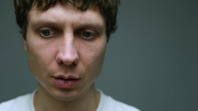 Panic anxiety breathing portrait with negative space for text