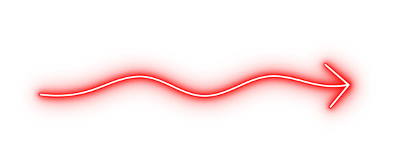 Neon red glowing wavy right arrow