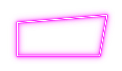 Neon pink glowing slanted quadrilateral frame on transparent background
