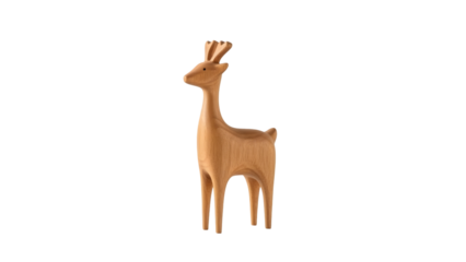 Handmade wooden giraffe figure isolated on transparent background