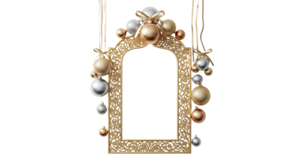 Gold Ornament Arch Frame isolated on a transparent background
