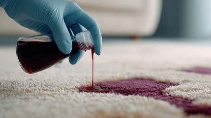 Medium shot of a professional applying a specialized herbicide near septic components to inhibit root growth emphasizing chemical control techniques.