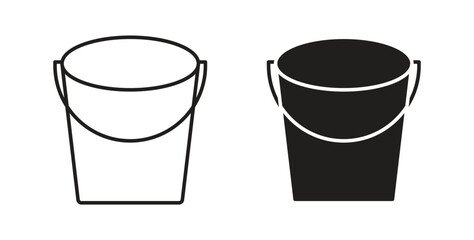 Bucket icons silhouettes. Vector elements for design.
