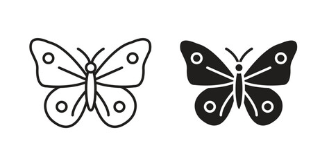 Butterfly icons silhouettes. Vector elements for design.