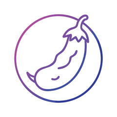 Stylized globe with an eggplant illustration representing a healthy vegetable and global agriculture