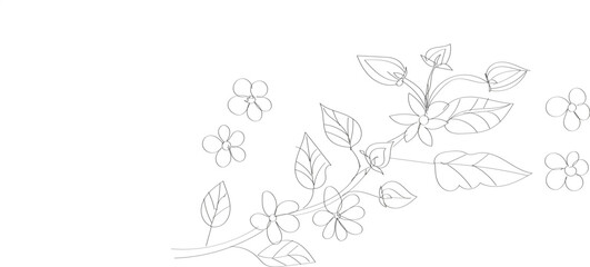 Line art of a flowering branch