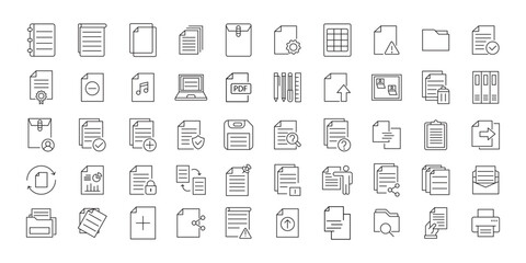Collection of Professional Business and Finance Related Icons. Collection of hand drawn business and technology icons representing communication analysis and data management. Vector Illustration.