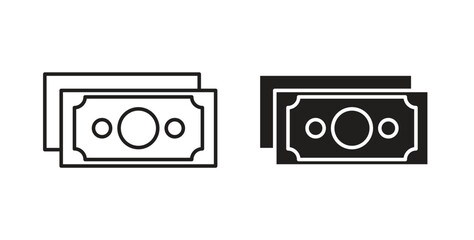 Cash icons silhouettes. Vector elements for design.