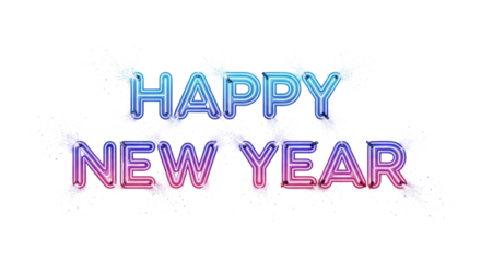 Neon Happy New Year Text isolated on a transparent background