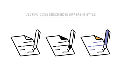 File Edit icon set in different style with white background illustration