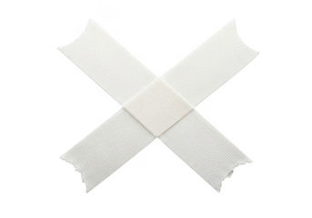 White ribbon tied in a cross shape isolated on transparent background